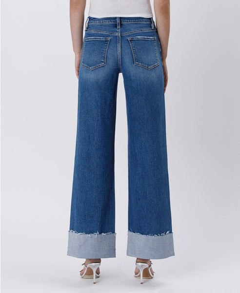 Alexia High Rise Cuffed Wide Jeans