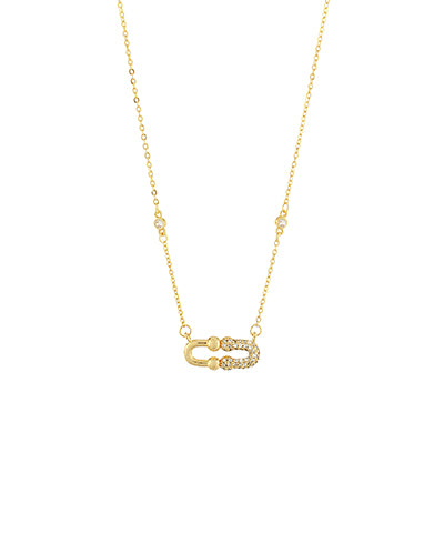 Pave Double U Necklace-Gold or Silver