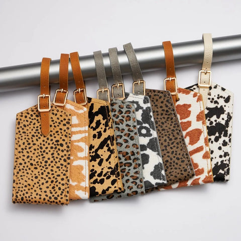 Genuine Leather Animal Print Luggage Tag-5 Options