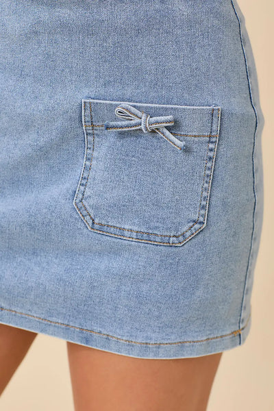 Mini Bow Denim Skort