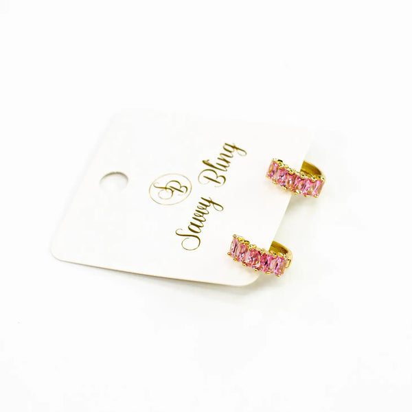 CZ Huggie Hoop Earrings - 2 Colors