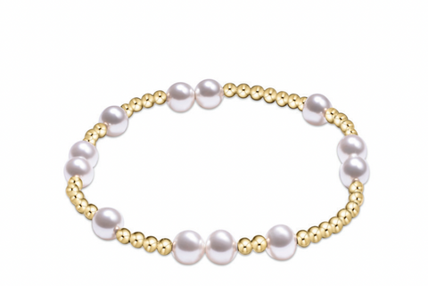 enewton Signature Cross Small Pearl Pattern 3MM Bead Bracelet - Gold