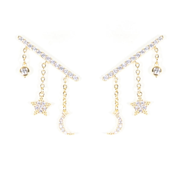 STAR & MOON CLIMBER EARRINGS