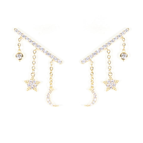 STAR & MOON CLIMBER EARRINGS