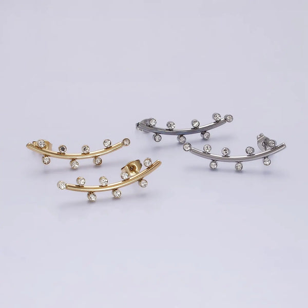 CZ Ear Crawler Earrings - Silver or Gold