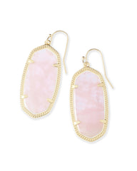 Kendra Scott Elle Gold Drop Earrings in Rose Quartz