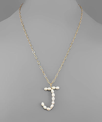 Pearl Initial Necklace-Multiple Options