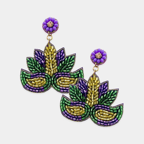 Mardi Gras Mask Dangle Earrings