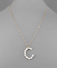 Pearl Initial Necklace-Multiple Options