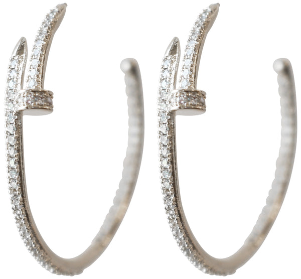 Emma Nail Cz Hoop Earrings-Gold or Silver