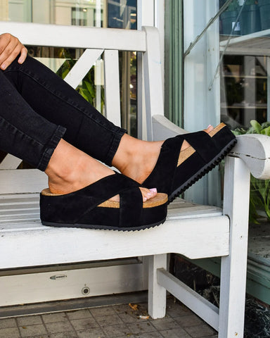 Corky's Don't Cross Me Flatform Sandal-Black or Sand