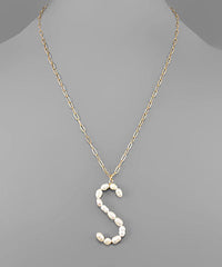 Pearl Initial Necklace-Multiple Options