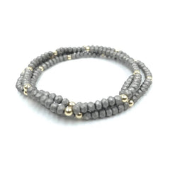 Erin Gray OG Classic Bracelet Stack in Matte Gray + Gold Filled