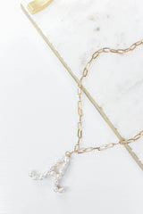 Gold/Pearl/Chain Linked Letter Necklace-Multiple Options