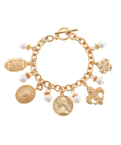 Fleur De Lis & Coin Bracelet