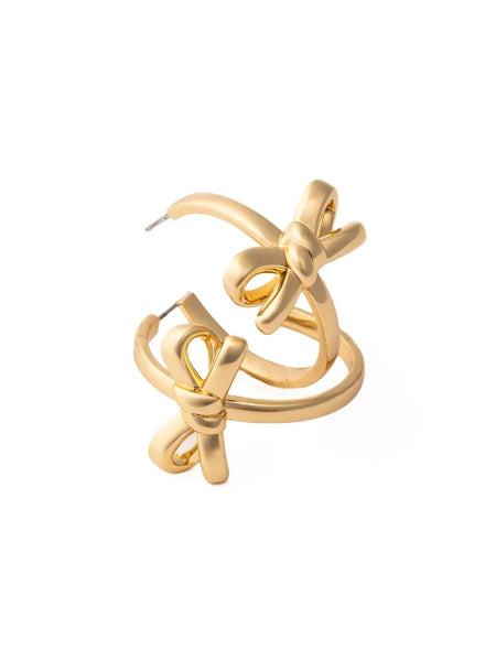 Gold Luxe Bow Hoop Earrings