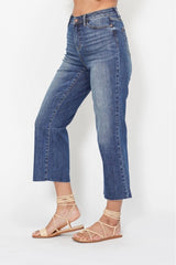 Brooklyn HIGH WAIST POCKET EMBROIDERY WIDE CROP JEANS