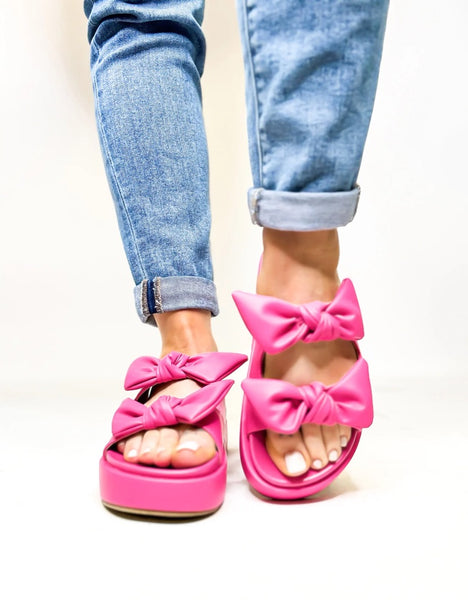 Hey Girl by Corky's Lil Bit Knotty Sandals-Hot Pink