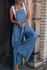 Taleira Wide Leg Denim Overalls