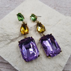 Mardi Gras Dazzling Gemstone Earrings-2 Colors