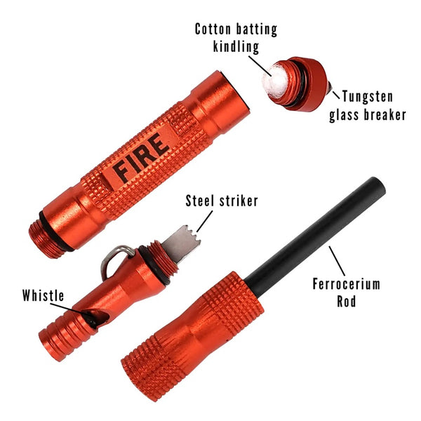 "Emergency Fire Starter" Pocket Fire Starter w/ Whistle