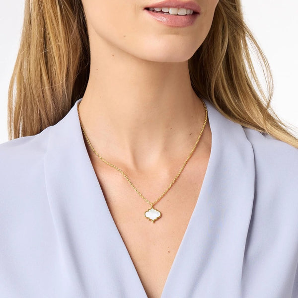 Julie Vos Helene Inlay Delicate Necklace-Mother of Pearl