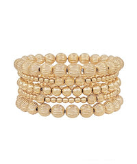 Gold Beaded Bracelet Stack - Set of Five