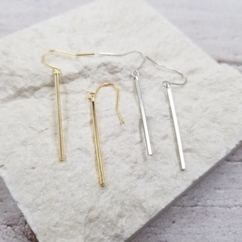 Metal Stick Earrings-Gold or Silver