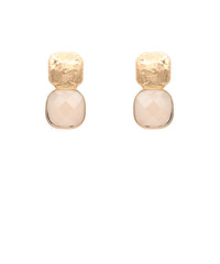 Glass Cushion and Textured Earrings-4 Colors