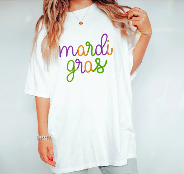 Faux Tinsel Mardi Gras  Tee