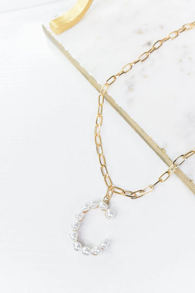 Gold/Pearl/Chain Linked Letter Necklace-Multiple Options