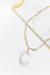 Gold/Pearl/Chain Linked Letter Necklace-Multiple Options