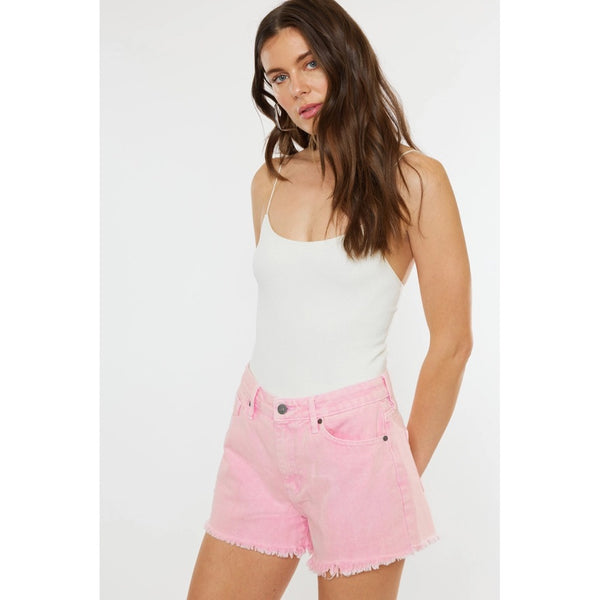 Ashton Denim Shorts-Pink