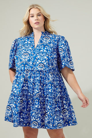 Lulu Floral Tomales Split Neck Shift Dress