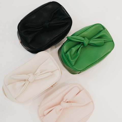 Madelyn Bow Makeup Bag-Multiple Color Options