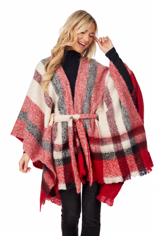 Brinley Belted Poncho-Multiple Colors