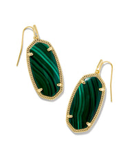 Kendra Scott Elle Gold Drop Earrings in Green Malachite