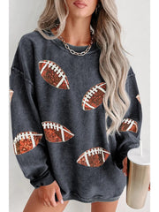 Sequin Rugby Graphic Corded Baggy Sweatshirt