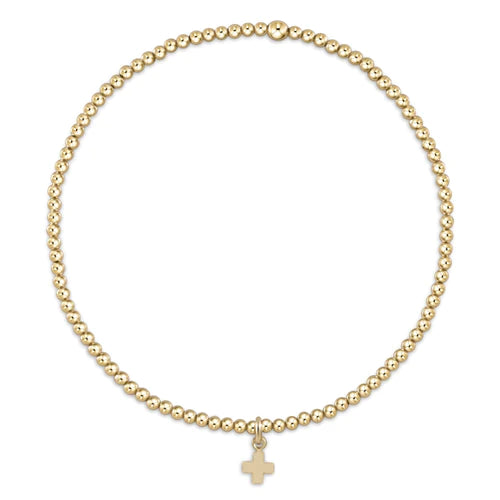 enewton classic gold 2mm bead bracelet - signature cross small gold charm