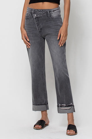 Vervet Kassie Criss Cross Waistband Boyfriend Jeans