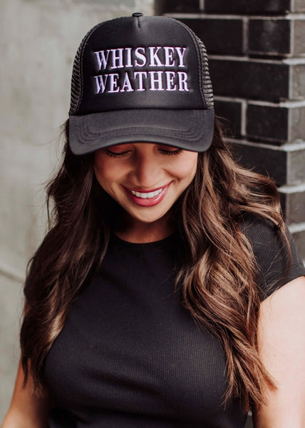 Whiskey Weather Trucker Hat-Black