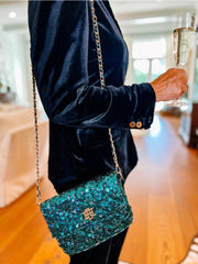 Evelyn Crossbody Emerald Sequin