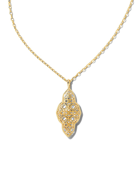 Kendra Scott Abbie Long Pendant Necklace In Gold Metal