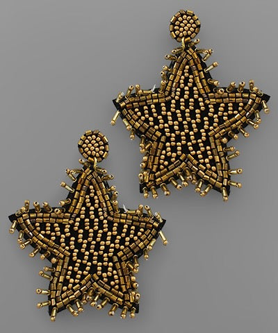 Oversized Beaded Star Earrings - 2 Colors