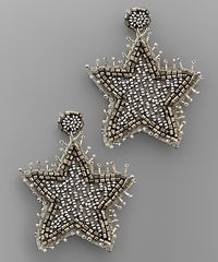 Oversized Beaded Star Earrings - 2 Colors