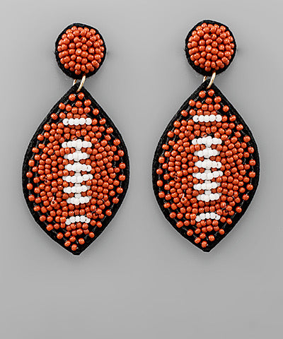 Beaded Football Earrings