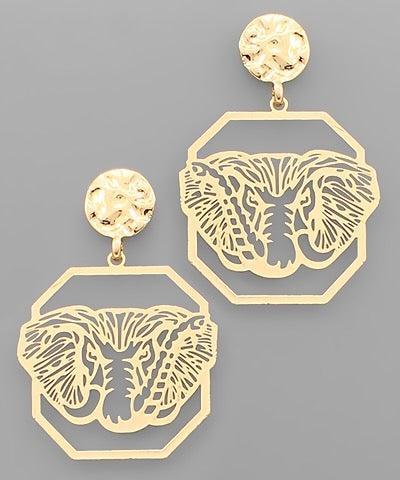 Petite Elephant Octagon Earrings