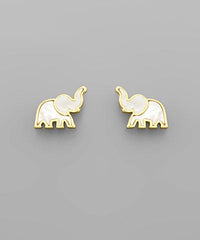 Enamel Elephant Earring Studs - 3 Colors