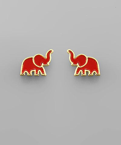 Enamel Elephant Earring Studs - 3 Colors