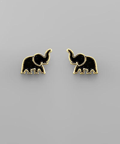 Enamel Elephant Earring Studs - 3 Colors